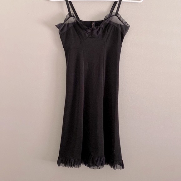 black mini dress with mesh sleeves Dyer Sheer Sleeve Mini Dress Black main image 0